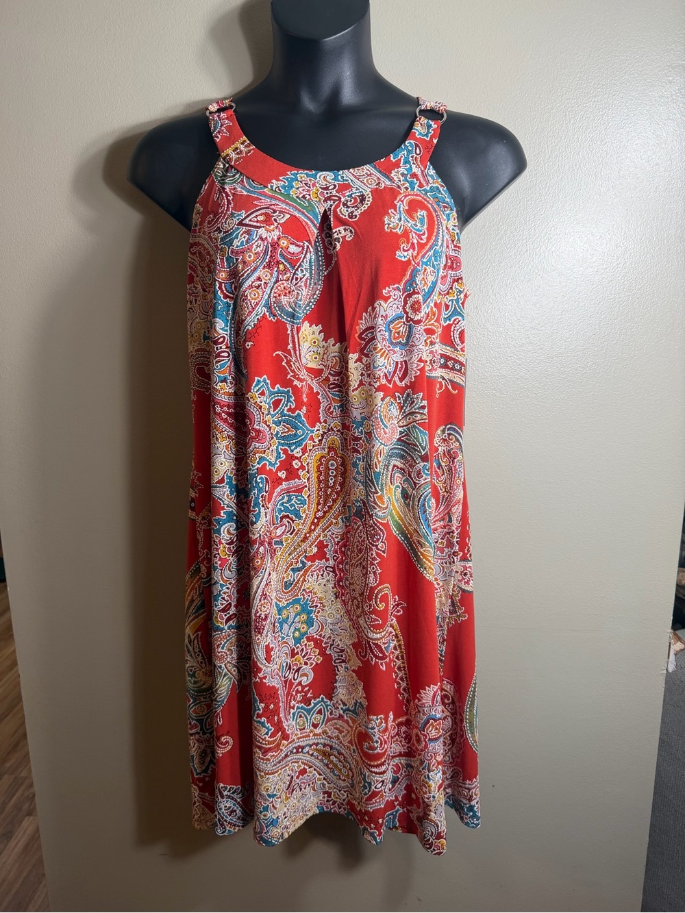 Robbie Bee Paisley Tank Dress Medium Boho Resort Cruise Vacation Dress Rust NWT